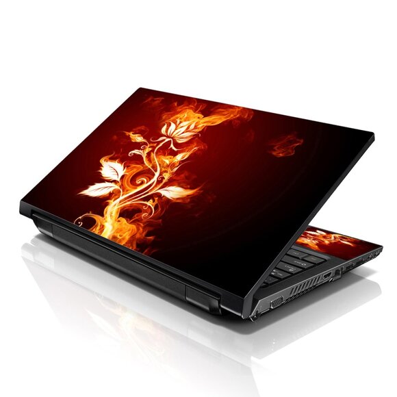 LSS 15.6 & 17.3 Inches Laptop Notebook Skin Sticker Decal - Red Flame Floral - Picture 1 of 2